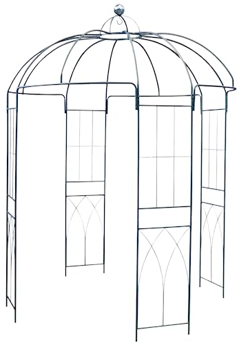 BURI Rosenpavillon Metall 270 Höhe Rankhilfe Rankgitter Rosenbogen aus Eisen, 270 x 200 x 200 cm, Gartenlaube, romantischer Gartenpavillon für Kletterpflanzen, Jasmin Hochzeitsbogen, braun