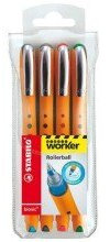 Stabilo© Tintenroller worker© fine, 0,3 mm, Kunststoffetui mit 4 Stiften