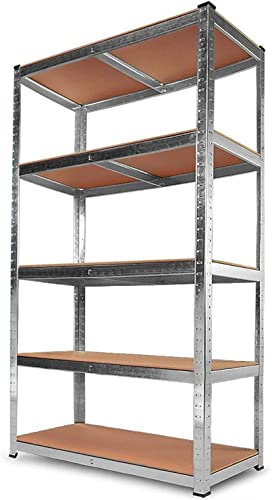 Scaffale Scaffali Scaffalature Mensole in Metallo e Mdf ad Incastro Robusto per Carichi Pesanti 5 Ripiani Ognuno da 175 Kg e 875 Kg Totale, H 180 X 90 X 40 cm ideale per Garage, Officina, Magazzino, Ufficio (Cod. 5828)