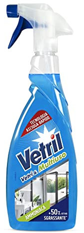 Vetril - Detergente Spray Superfici con Ammoniaca, Azione Sgrassante e Brillantezza Senza Aloni, 650 ml