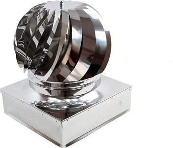Mistermoby Aspiratore Aspiratore Girevole Eolico in Acciaio Inox Aspira Fumo e Fumi Comignolo Dimensioni 42X42 Centimetri