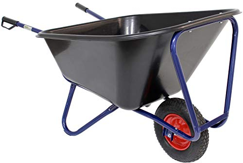 TRUTZHOLM 1-Rad Schubkarre 290 Liter 300 Kg Luftrad Metallfelge 156 x 89 cm Kunststoffmulde schwarz Futterkarre Hofkarre Schiebkarre