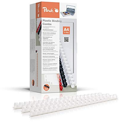 Peach Spirali in plastica A4, 14 mm, 125 fogli, 100 pezzi, colore bianco, PB414-01
