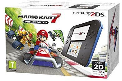 Nintendo Handheld Console - Black/Blue 2DS with Pre-installed Mario Kart 7 (Nintendo 3DS)
