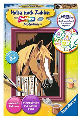 Ravensburger CreArt Pferd im Stall - Malen nach Zahlen ab 9 Jahre | Malset mit Rahmen, Pinsel und Acrylfarben, Geschenk für Mädchen und Jungen