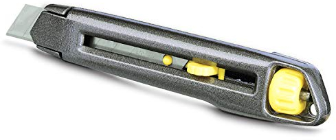Stanley Cutter-Messer InterLock 1-10-018 (18 mm Klingenbreite, 165 mm Klingenlänge, Metall-Korpus mit patentierter InterLock-Verbindung, einfacher, werkzeugloser Klingenwechsel)
