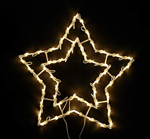 DEGAMO Fensterbild beleuchtet 41cm mit 50 LED, Motiv Stern, mit Saugnapf, Netzbetrieb 230V, Weinachtsdekoration 230V