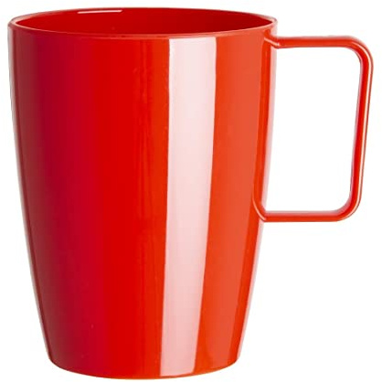 Olympia Kristallon Becher-Set mit Kunststoffgriff aus Polycarbonat, 284 ml (12 Stück), rot, bruchsicher, Picknickbecher, kalte und heiße Getränke bis 100 °C, spülmaschinenfest, CE289