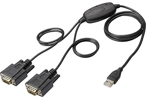 DIGITUS USB auf 2x Seriell Adapter - RS232 Konverter - USB 2.0 Typ-A zu 2x DSUB 9M - FTDI Chipsatz - 1.5m Anschlusskabel