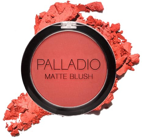 Palladio Matte Blush, Brushes onto Cheeks Smoothly, Soft Matte Look and Even Finish, Flawless Velvety Coverage, Effortless Blending Makeup, Flatters the Face, Convenient Compact, Tipsy