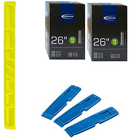 Schwalbe AV 13 Fahrradschlauch 2 Stück, 26 für Mountainbike + 3 Stück Reifenheber
