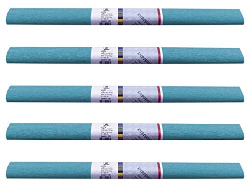 PARTY DISCOUNT wasserfestes Krepppapier | 250x50 cm | Feinkrepp Maibaum Dekoration Farbecht (Hell Blau, 5 Rollen)