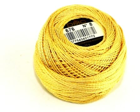 DMC 676 Perlgarn, Baumwolle, Größe 8, 10 g Knäuel