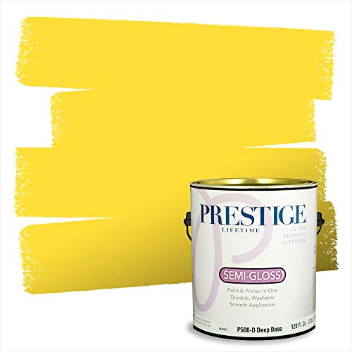 PRESTIGE Paints Interior Paint and Primer In One, 1-Gallon, Semi-Gloss, Comparable Match of Benjamin Moore* Bold Yellow*