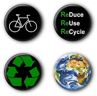 4 Umwelt Buttons Recycling Buttonset Anstecker Pins Ansteckbuttons #1 (2,5cm)