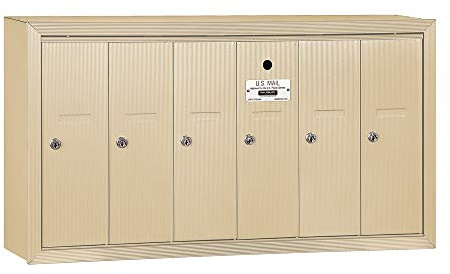 Salsbury Industries 3506SSU Surface Mounted Vertical Mailbox with USPS Access and 6 Doors, Sandstone