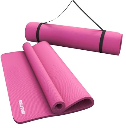 GORILLA SPORTS® Yogamatte 190 x 60/100 x 1,5 cm mit Tragegurt, rutschfest | Rutschfeste, phthalatfreie und wasserabweisende Fitnessmatte, leicht aufrollbar für Yoga, Pilates, Gymnastik und Training