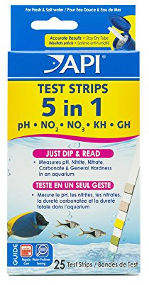 API 5-IN-1 TEST STRIPS Freshwater and Saltwater Aquarium Test Strips 25-Count Box