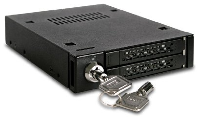 ICY DOCK Full Metal 2 Bay 2.5” SATA/SAS HDD & SSD Mobile Rack for External 3.5 Drive Bay | ToughArmor MB992SK-B