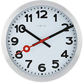 NeXtime 3999AR Wanduhr Bahnhofsuhr STATION, lautlos, rund, Weiß, ø 35 cm, 34.8 x 4.5 cm