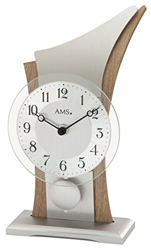 AMS Moderne Tischuhr mit Quartzwerk, batteriebetrieben - Modern Style Quartzpendel-Tischuhr 26cm- 1139
