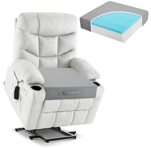 Recliner Cushions for Elderly, Thick Booster Cushion for Armchair Sofa, Large Dual-Layer Memory Foam Square Chair Pad for Pressure Relief, Orthopaedic Couch Seat Cushion with Washable Cover, 20x20x5
