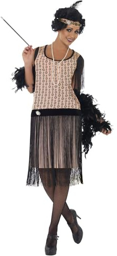 Smiffys Costume con frange Coco anni '20, abito, portasigarette, collana e copricapo Halloween