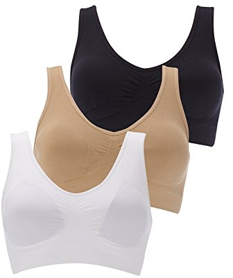Boolavard Reggiseno Wellness 3-Set TM: Bianco, Nero e Color Pelle. GR. S - XXXL. per Ogni Figura, per Lo Sport e la Vita di Tutti i Giorni. Senza Cuciture, Traspirante