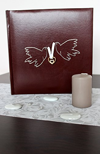 Gästebuch & Fotobuch zur Hochzeit in weiß mit silbernen Tauben & Herzen