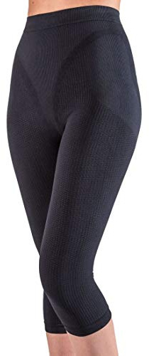 CzSalus Anti Cellulite Slimming Capri Pants with Silver - Black Size M