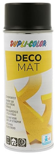 DUPLI-COLOR DECO MAT schwarz matt 400 ml, dekorativer Bastellack, schnelltrocknend, vielseitig einsetzbar, hohe Deckkraft, Styroporfest