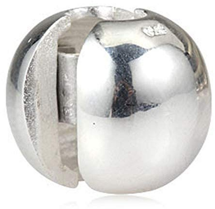 Beads R Us ® - 2 X Sterling Silver Clip and Lock Classy Plain Round Ball Clip/Charm/Stoppers. Compatible with well known makes of Charm Bracelets and Charm Necklaces.