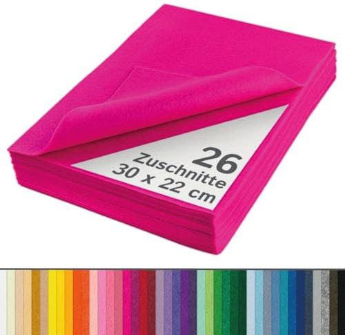 The Felt Store - Bastelfilz Filzzuschnitte in fuchsia aus synthetischem Filz 26 Stück