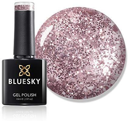 Bluesky Gel Nail Polish, Pink Champagne S06N, Pink Glitter, Rose Gold, Long Lasting, Chip Resistant, 10 ml (Requires Drying Under UV LED Lamp)