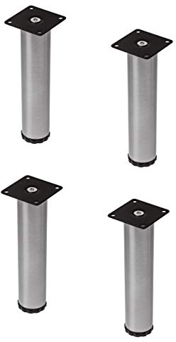 4x GedoTec acero inox. Patas de mueble Pie ajustable Base pie Pata de la mesa Altura 80 - 200 mm Placa de montaje 63 x 63 mm 25 mm ajustable en altura - Acero Inox. Acabado, 200 mm