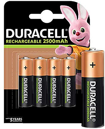 Duracell 2500mAh Pre Charged Rechargeable AA Batteries - Pack of 4