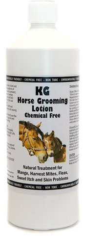 KG Horse Grooming Lotion 1000 mls for grooming, cleansing and disinfecting against biting mites, harvest mite, bird mites, sweet itch, ticks, allergies and itchy skin problems. Pesticide & chemical free made with organic plant/fruit enzymes