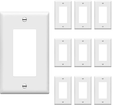 ENERLITES Decorator Light Switch or Receptacle Outlet Wall Plate, Size 1-Gang 4.50 Inches x 2.76 Inches, Unbreakable Polycarbonate Thermoplastic, 8831-W-10PCS, White (10 Pack), UL Listed