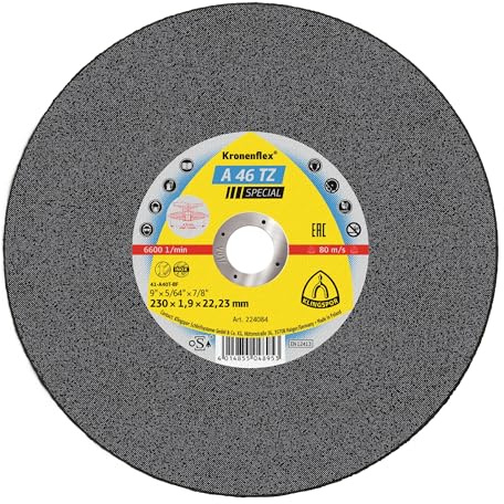 KLINGSPOR Kronenflex A 46 TZ Special 224084 Lot de 25 disques à tronçonner droits pour acier inoxydable et acier 230 x 1,9 x 22,23 mm