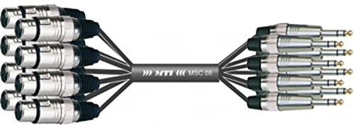MUSIC STORE Studio Multicore/Eco 8, 1.5m XLR-Kl, Analoge Multicore Kabel, 8 Symmetrische Leitungen, MTI Tour-Line Stecker, Schwarz