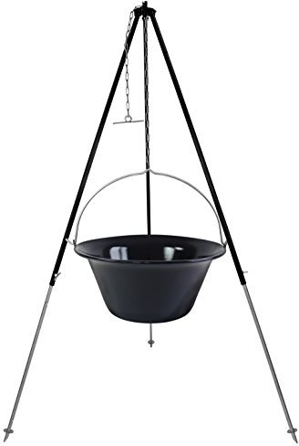 GRILLPLANET 30l Gulaschkessel mit Dreibein 1,8 m Kettenhöhenverstellung - 30 Liter Kesselgulasch Gulaschtopf Set