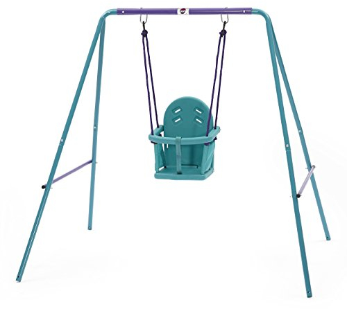 Plum 2 in 1 Growable Garden Swing Set with 2 Interchangeable Swing Seats Included for Safe Outdoor Active Play for Babies and Children, Adaptable Robust Steel Frame to Grow with Your Child