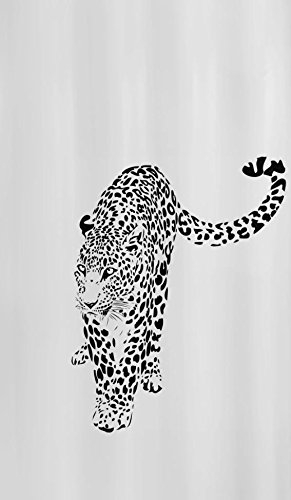 Kleine Wolke 5257185305 Duschvorhang Wildcat, 180 x 200 cm, schwarz/weiß