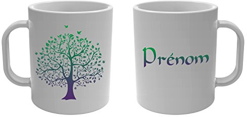 YONACREA - Mug Tasse - Arbre de Vie avec prénom personnalisé