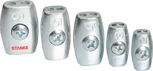 Seilwerk STANKE 5x Morsetto a uovo misura 2 per fune in acciaio da 2 mm, morsetto in silicio, per cavi in acciaio