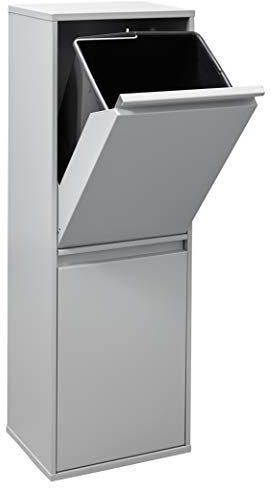 Arregui Basic CR202-B Cubo de Basura y Reciclaje de Acero de 2 Compartimentos | 2x17 L (34 L) | Cubos de Basura de Cocina | Contenedores de Reciclaje para Casa u Oficina | gris