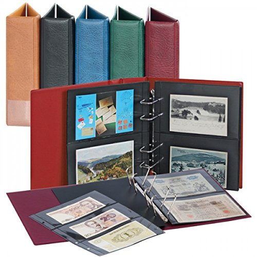 LINDNER Das Original Multi Collect Sammelalbum für Fotos/Postkarten/Banknoten mit 20 geteilten, beidseitig bestückbaren Folienblättern für bis zu 80 Belege-blau