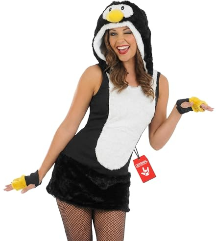 Fun Shack Schwarzes Pinguin Kostüm für Damen, Halloween und Karneval - M