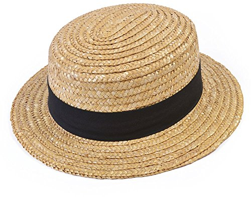 Bristol Novelty BH126 Straw Boater Hat, Unisex-Adult, Beige, One Size Halloween Halloween
