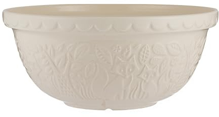 Mason Cash In the Forest S12 (4.25 Qt) Embossed Mixing Bowl | Fox (Cream)